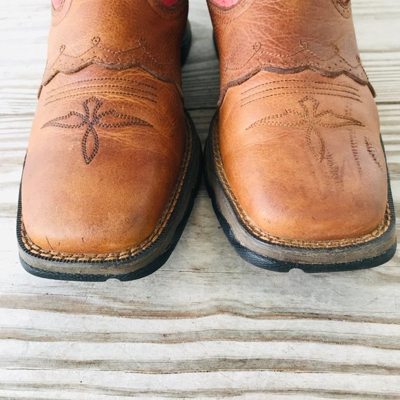 Durango Pink and Brown Heeled Boots - Picture 5 of 11